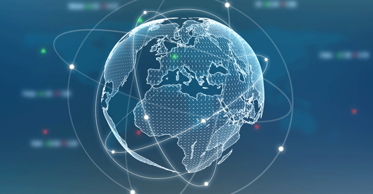 The Globe with Atoms Surrounding The Globe with Atoms Surrounding